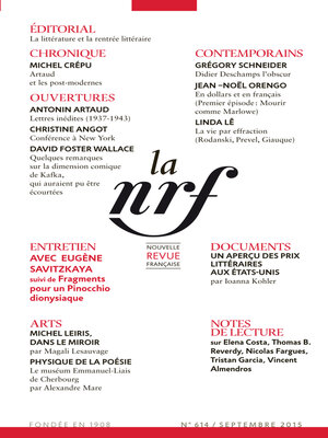 cover image of La Nouvelle Revue Française N° 614